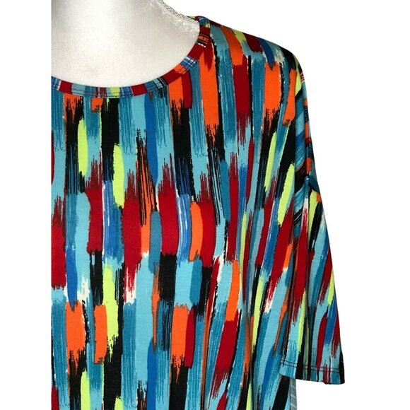 LuLaRoe Irma XS Multicolor Abstract Tunic Top Stretchy Soft Knit High-Low Hem - Picture 2 of 10